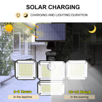 Luces Solares Exteriores Con Sensor De Movimiento 4 Cabezas Luz De Pared Remota Impermeable Para Iluminación De Callejeras Patio Jardín Garage - details 5