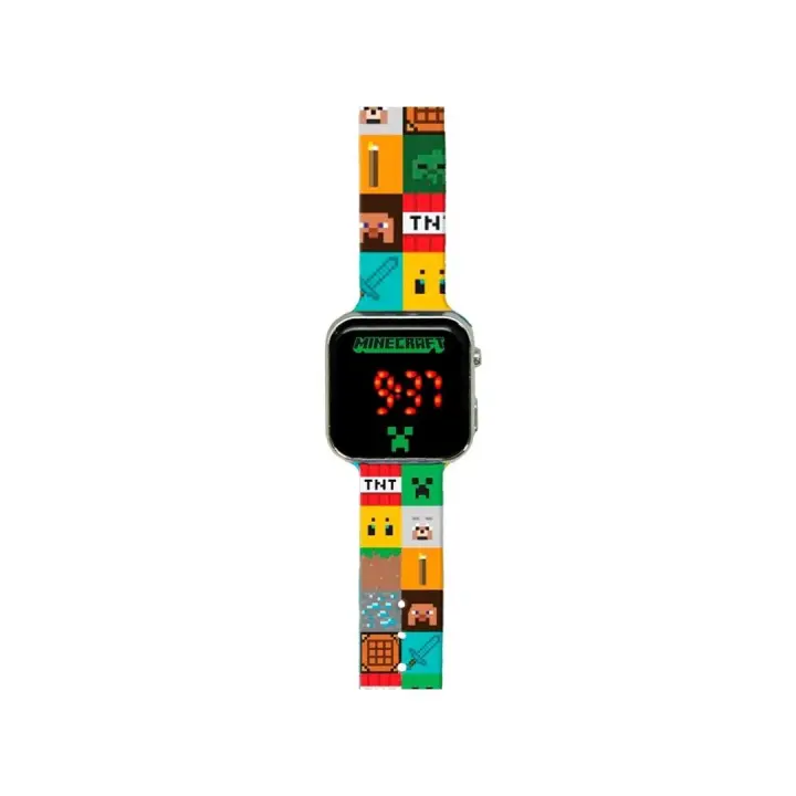 Reloj Infantil LED Minecraft con Pulsera de Plástico y Pila Incluida - Ideal para Niños - Marca Kids Euroswan - 1
