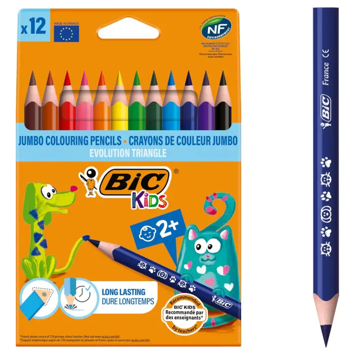 BIC Kids Evolution Triangle ECOlutions Lápices de Colores Triangulares - 12 Colores - 1