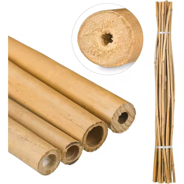 12 Varillas de Bambú Natural 180 cm, Ø1.2-1.4cm - Tutores para Plantas, Soporte Tomates/Judías, Decoración Estilo Asiático, Atrae Abejas, 100% Ecológico, Uso en Jardín/Huerto/Interiores - 1
