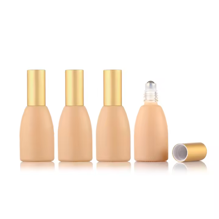 Set De 4 Botellas De Aceite Esencial De Vidrio Frosted De 12ml Con Rodillos De Acero Inoxidable Y Tapas Pintadas De Oro Para Uso Tópico Y Aromaterapia - 1