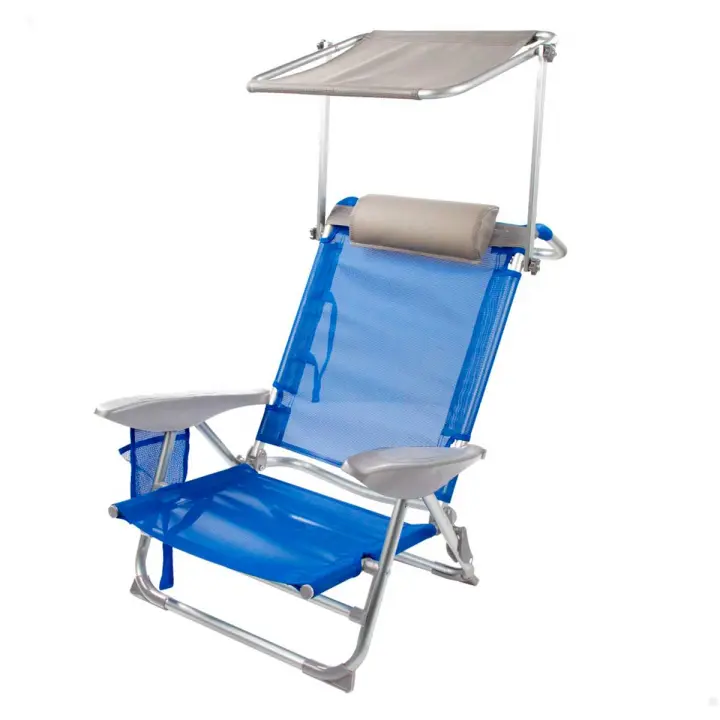 Silla de playa Aktive Beach con parasol 5 posiciones azul/gris - 1