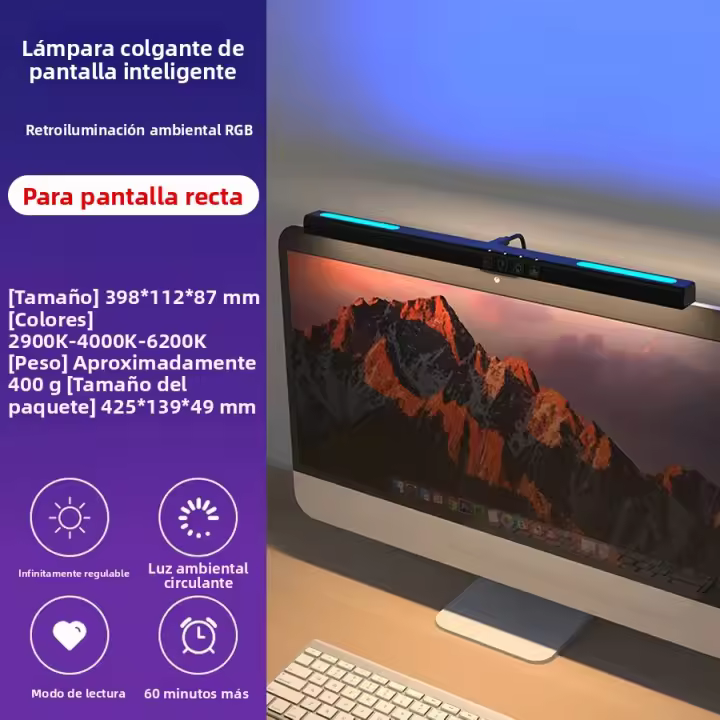 Lámpara De Escritorio LED USB Con Luz De Pantalla Curva Barra De Luz RGB Iluminación De Fondo Para Decoración De Habitación De Juego - 1