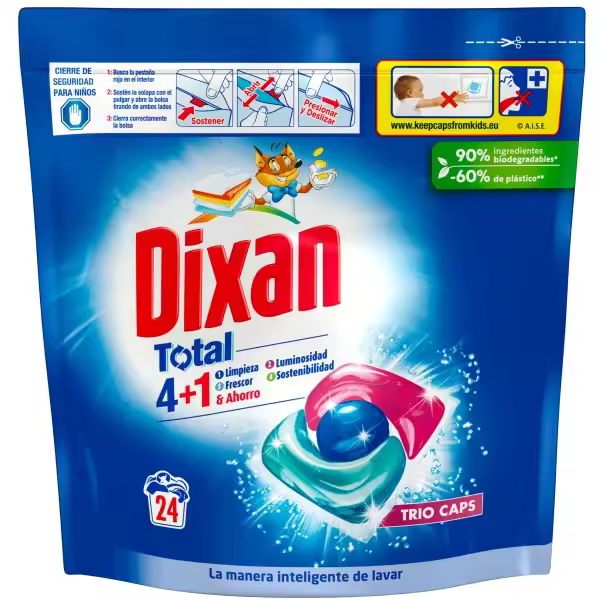 DIXAN Total 4+1 Trío Caps  24 uds Detergente en Cápsulas - 1