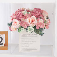 Decoraciones De Navidad Para La Casa Flores Artificiales De Seda Rosa Peonia Y Hydrangea Arreglo De Novia Para Fiesta De Boda Decoración De Mesa De Comedor Plantas Falsas Para El Hogar - details 0