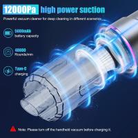 Aspirador Powerful Hand 12000Pa Aspirador de Coche 4 en 1 Mini Vacuum Cleaner USB 5000mAh Aspirador Coche Carga Rápida con 2 Filtro Lavable, Sin Cable Sin Para Coche Oficina Hogar - details 1