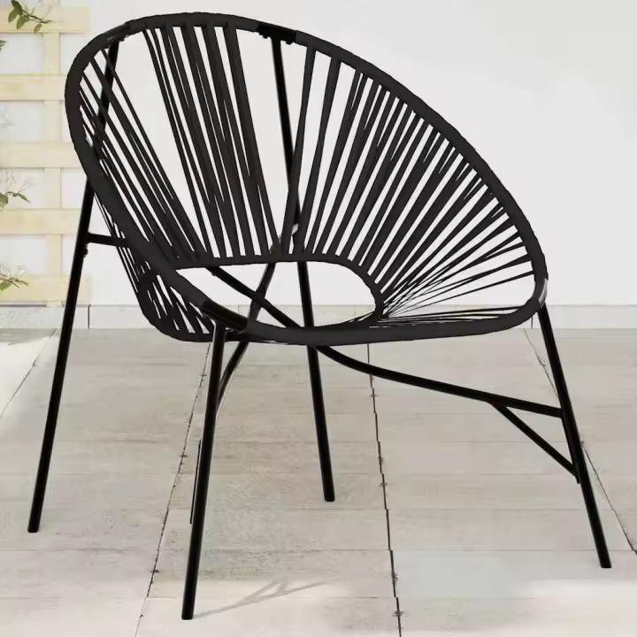 Silla de jardín con forma de huevo de ratán sintético negro - 1