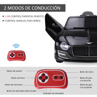 HOMCOM Coche Eléctrico para Niños 2 Modos de Control con Música Faros Brillantes Retroceder Bentley GT Licencia +3 Años Automóvil Infantil 108x60x43 cm - details 6
