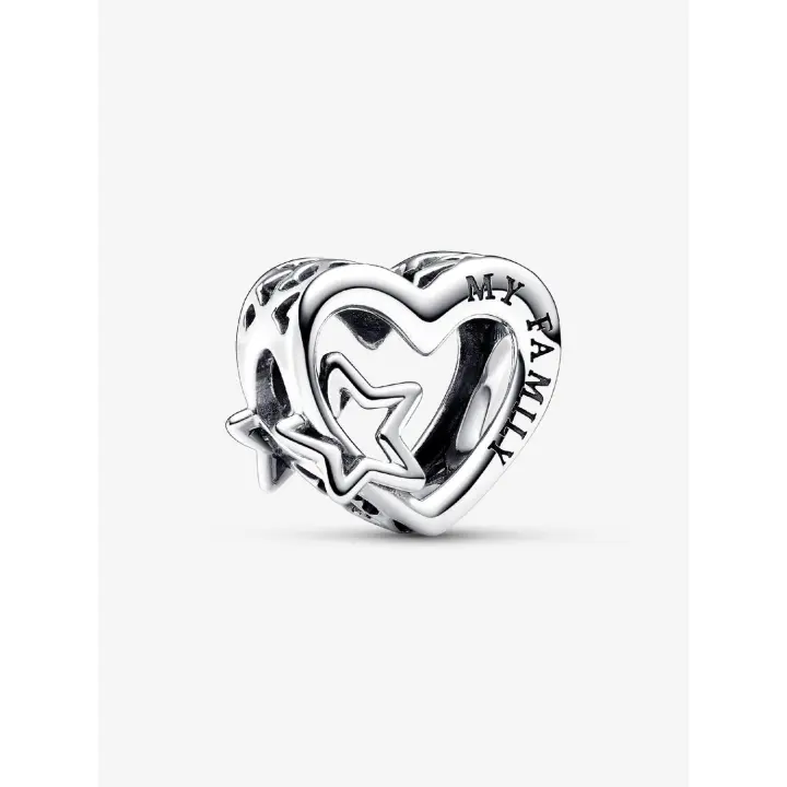 Pandora - Charm de corazón y Estrella familiar Calado-Plata de Lei - 1