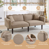 [Sofá Cama multifunctional 2 en 1] Sofá Doble, Sofá con función de chaise longue, Respaldo Doble regulable individualmente, Embellecedor metálico, Tejido de Algodón y Lino, Espuma de Alta densidad - details 1