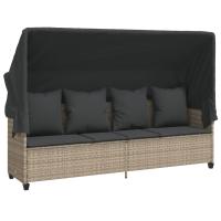 vidaXL Tumbona con capota y cojines ratán sintético Negro y crema, Marrón y crema, Gris Sillas de Exterior Ideal para jardín, playa, piscina, terraza Tumbona Piscina Tumbonas Playa Tumbonas Jardín Exterior - details 0