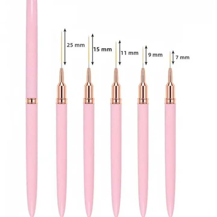 Juego De 5 Pinceles De Arte De Uñas Con Líneas Elongadas Para Dibujar Y Pintar Gel UV Diseño De Uñas Herramienta Profesional De Manicura - 1