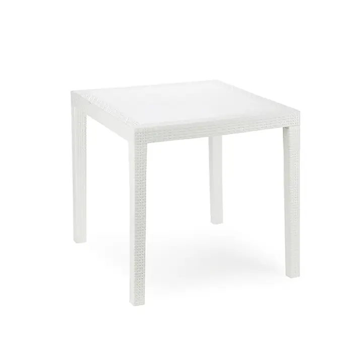 SANCO STORE - IPAE Mesa Resina Ratan Blanca King 80x80 cm. - 1