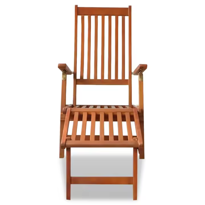 vidaXL Silla de jardín con reposapiés y mesita madera maciza de acacia Modelos de sillón, Sillón ( 2 uds), Armario + mesa Sillas de Exterior Ideal para jardín, playa, piscina, terraza Tumbona Piscina Tumbonas Playa Tumbonas Jardín Exterior - 1
