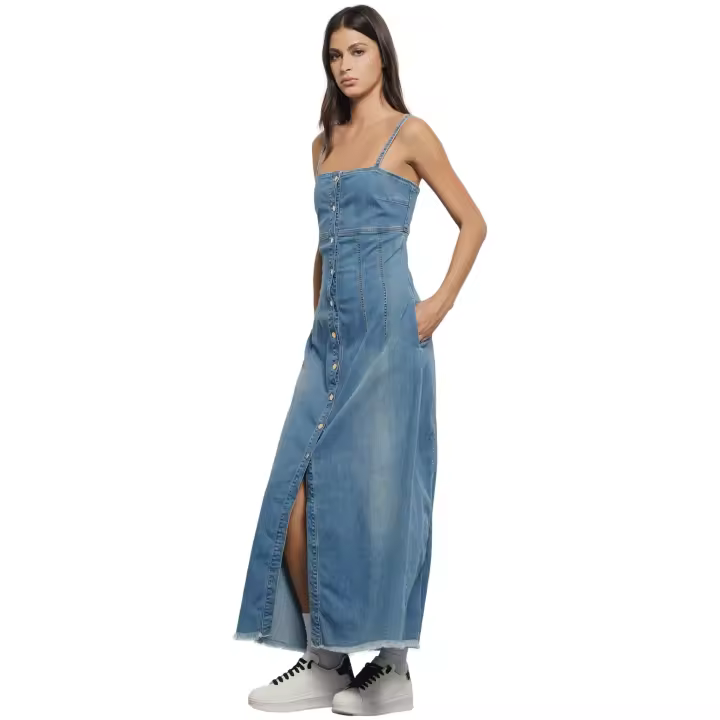 Vestido Vaquero GAELLE PARIS Largo deTirantes  Color Azul - 1