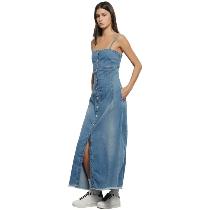 Vestido Vaquero GAELLE PARIS Largo deTirantes  Color Azul - 1