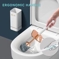 Cepillo Y Soporte De Inodoro Aokala Set De Limpieza Moderno De Silicona Con Mango Largo Duradero Para Limpieza Profunda Del Baño - details 1