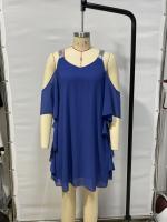 Vestido De Verano Para Mujer 2025 Elegante Con Cuello En V Y Manga Corta Vestido De Chiffon A-Line De Rodilla Casual - details 10