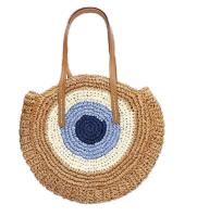 Attopex Bolso Hombro Paja Mujer Verano Redondo Azul Ligero Resistente - details 0
