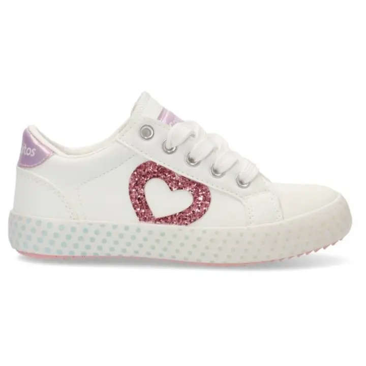 Conguitos zapatilla estilo casual con cordón para niña 282100 color blanco - 1