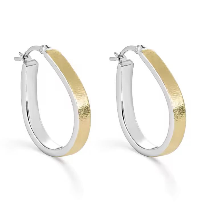 Pendientes Itemporality Gota Plata baño bicolor dorado - 1
