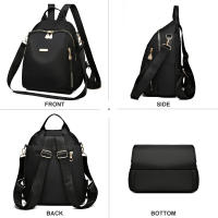 Mochila De Mujer Pequeña a Prueba De Robos Bolsa De Mano Elegante De Lona Para Ciudadano Mochila De Hombro Negro - details 8