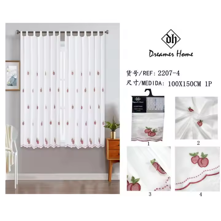 LILI HOME Cortina de Cocina - Diseño Funcional y Atractivo 100 x 150 cm ( 1pcs ) 100% Poliéster: Tejido resistente y duradero, ideal para el entorno de la cocina. Fácil de mantener y lavar, conservando su apariencia impecable a lo largo del tiempo. - 1