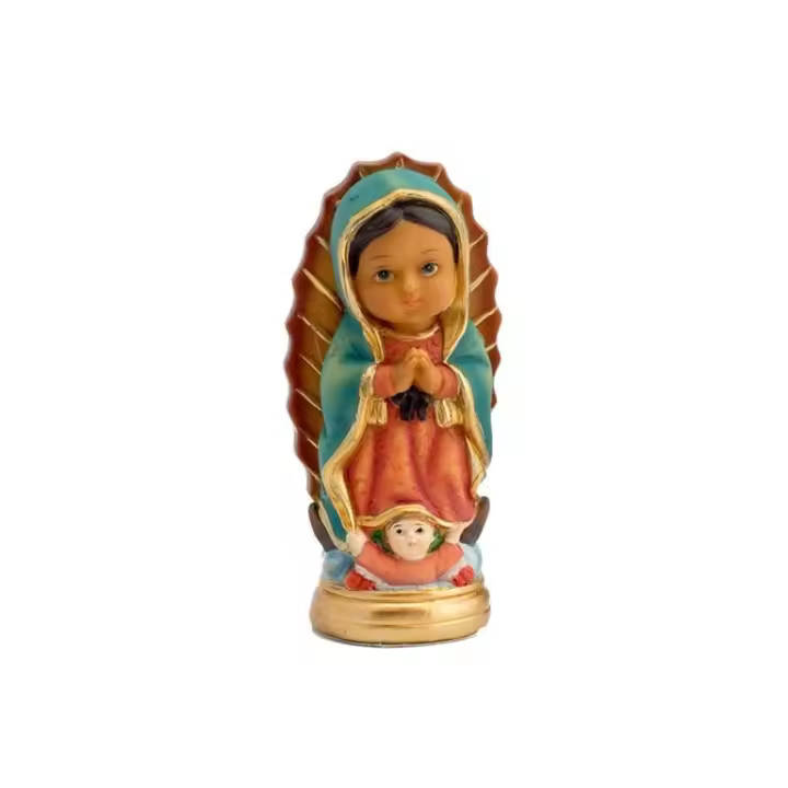 DRW Virgen Guadalupe estilo infantil de resina pintada a mano de 10 cm - 1