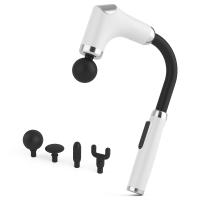 Pistola de masaje con mango extensible de percusión, pistola de masaje de percusión para aliviar el dolor, masajeador muscular de tejido profundo de mano para la espalda, regalo relajante, pantalla LED, apto para FCC CE (blanco) - details 0