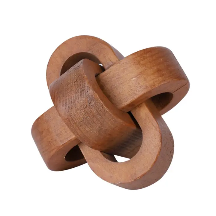 Decoración Bohemia De Madera Trenzada De 3 Enlaces 11/17cm Nó De Cuerda Decorativa Moderna Rústica Para Mesa De Café Y Hogar - 1