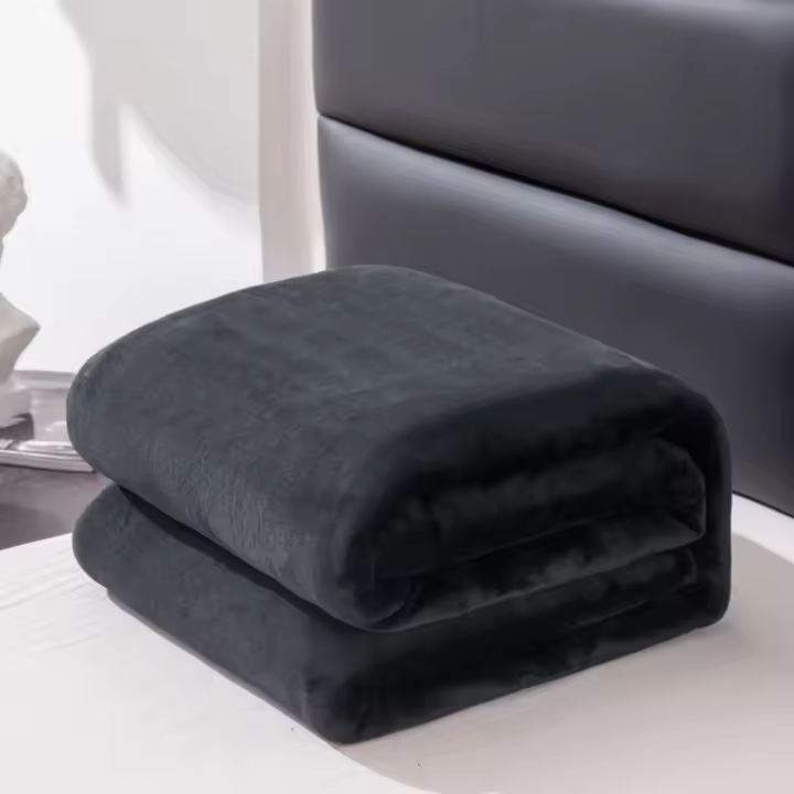 Manta De Felpa Gruesa De Color Sólido 1pc Adecuada Para Todas Las Estaciones Lavable En Máquina Estilo Sencillo Para El Hogar - 1