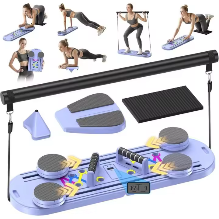 ALLINLIFE Tabla De Pilates, Juego De Reformador De Pilates, Tablas De Pilates 12 En 1 Para Entrenamiento En Casa, Portátil, Plegable, Máquina De Ejercicios De Pilates, Tabla Reformadora De Pilates - 1