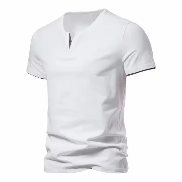 Camiseta De Hombre Verano Manga Corta Estilo Casual Algodón Ajustada V Cuello Secado Rápido Running Top Basic Fitness - 1