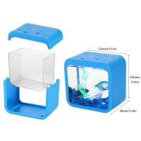 Acuario Pequeño Y Transparente De Mesa En Acrílico Con Luz LED Ambiental Y Bloques De Construcción Para Decoración De Interiores - details 3