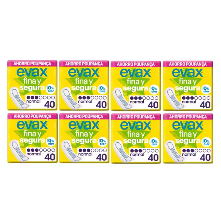 Evax Fina Y Segura Compresas Superabsobentes Normal, Neutralizan El Olor, Ultrafinas, 8x40 Unidades - 1