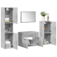 vidaXL Juego muebles de baño 4 pzas madera contrachapada en color Gris hormigón/Roble Sonoma | almacenamiento funcional diseño moderno para baño dormitorio sala - details 0