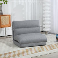 Silla de Suelo plegable con respaldo regulable en 6 Grados, asiento Grueso del asiento, función Cama, aspecto Lino, 70x41x56 cm, Gris - details 0