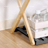 Soporte de flores de sala de estar moderno y simple de dos pisos, estante de madera de piso a techo de varias capas, estante de celosía de madera maciza, amplia gama de aplicaciones - details 2
