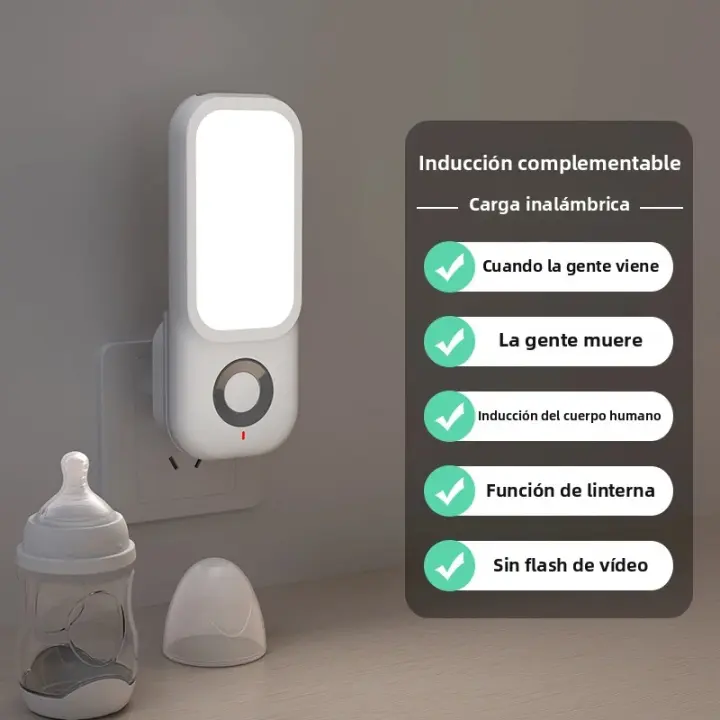 Luz Nocturna LED De Inducción Inteligente Con Carga Inalámbrica Iluminación De Pasillo Y Atril Para Dormitorio Con Flashlight - 1