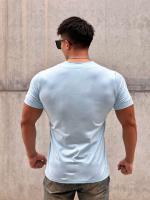 Camiseta Deportiva Para Hombre V-Neck Manga Corta Verano Fitness Collar Erguido Algodón Moda Ropa De Entrenamiento Base - details 25