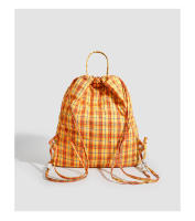 Xiao Hongshu recomienda una nueva mochila de Cuadros Amarillos con Cordón acrílico perlado de Verano para Mujer con gran capacidad. - details 4