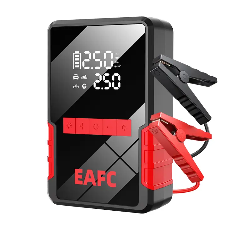 Arrancador de batería portátil de 1200 A y Compresor de aire de 150 PSI para coche, paquete de batería, con pantalla LED - 1