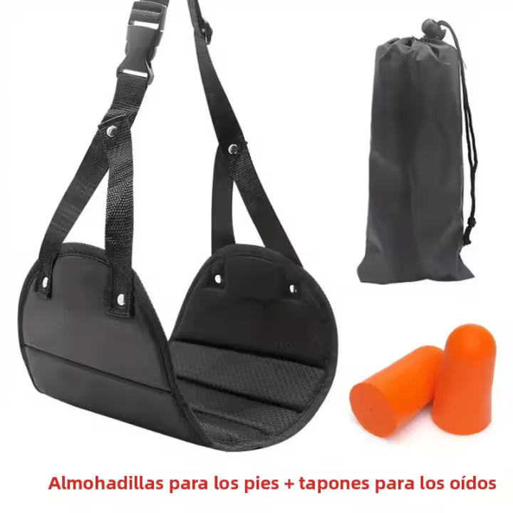 NYXIA Hamaca Portátil Para Viaje Silla De Pies De Avión Oficina Hogar Exterior Muebles De Comodidad Essentials De Viaje Material De Nylon Negro - 1