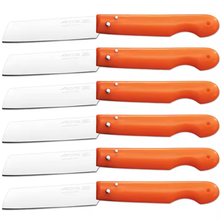 ARCOS Navaja Profesional - Navaja de Cocina (85 mm) - Acero Inoxidable Nitrum® - Mango de Polipropileno (Naranja) - PACK 6 - 1