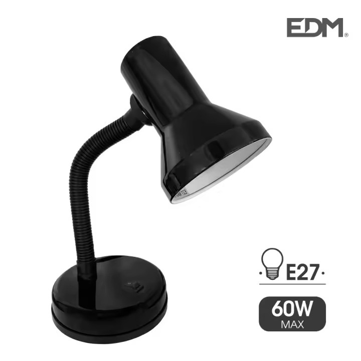 Flexo de sobremesa modelo london e27 60w negro edm - 1