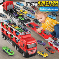 Camión De Contenedor Ejector Con Vía Plegable Coche De Ingeniería Para Niños Juguetes De Retroceso Pull Toy Regalos De Navidad Aleación De Plástico ABS Edad Recomendada 4-12 Años - details 0