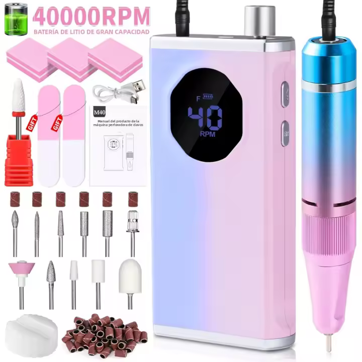 Máquina De Uñas Eléctrica Portátil Profesional 40000RPM Recargable Bajo Ruido Para Manicura Y Peluquería De Perros Herramienta De Esmeriladora De Uñas - 1