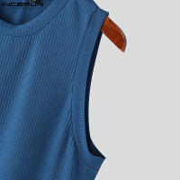INCERUN Chalecos Sin Mangas Para Hombre Estilo Coreano 2024 Suéter Tejido Solido Casual Urban Fashion Tallas S-5XL - details 12
