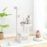 vidaXL Árbol para gatos 45,5x49x103 cm torre para gatos Color Natural,  Blanco,  Marrón cera y mas - details 1