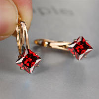 Aretes De Borde De Lujo Para Mujer Con Zirconia Cristal En Color Champán Y Rosa Oro Aretes De Boda Moda Geométrica - details 3